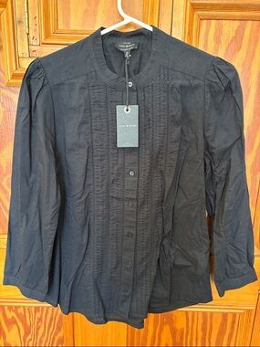 Lucky Brand Black Pintuck Button-Front Shirt